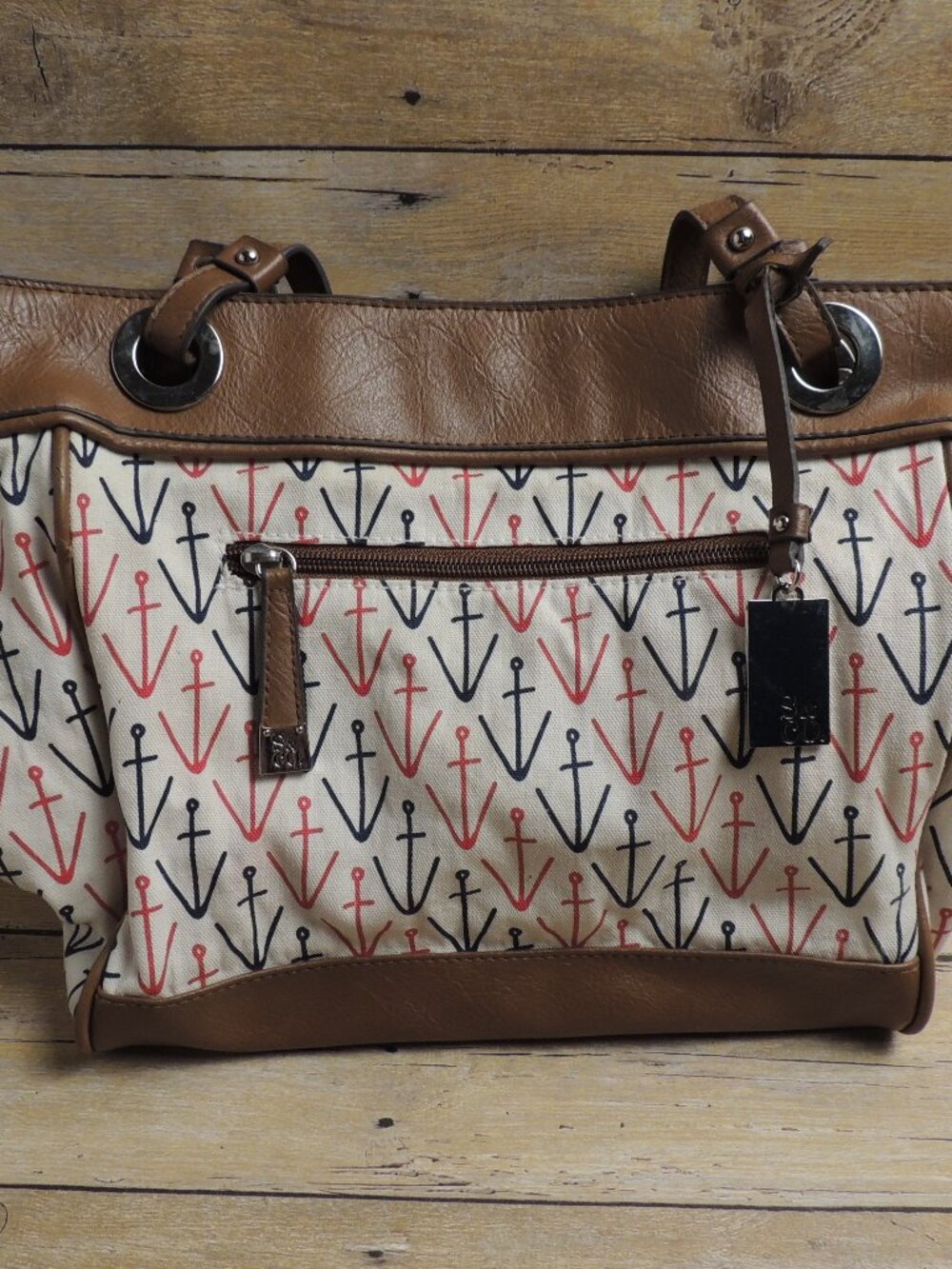2016 Style & Co Nautical Anchor Canvas Shoulder Bag